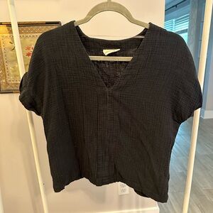 Black V-Neck Women's Top